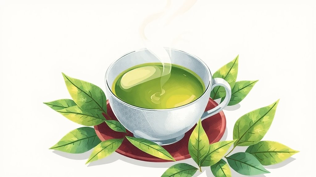 디카페인 녹차: 카페인 걱정 없이 즐기기 (illustration 스타일)