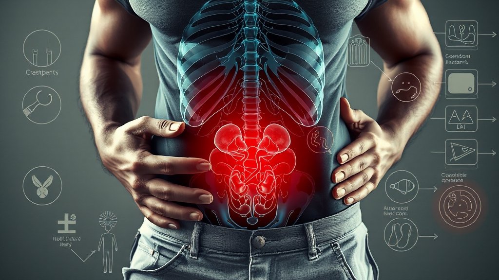 아랫배-허리 통증 원인 (realistic 스타일)