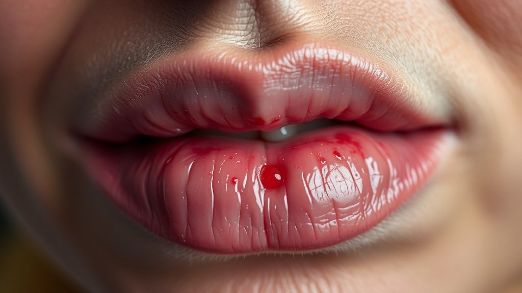 구내염, 어떤 증상이 나타날까요? (realistic 스타일)