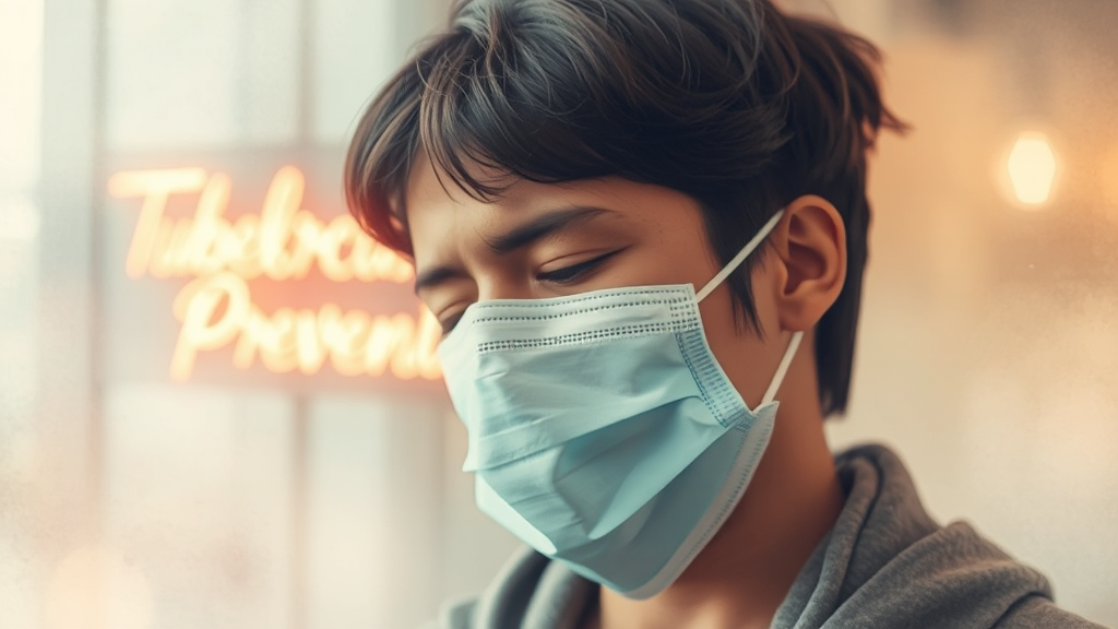 결핵 예방 및 전염 경로 (watercolor 스타일)