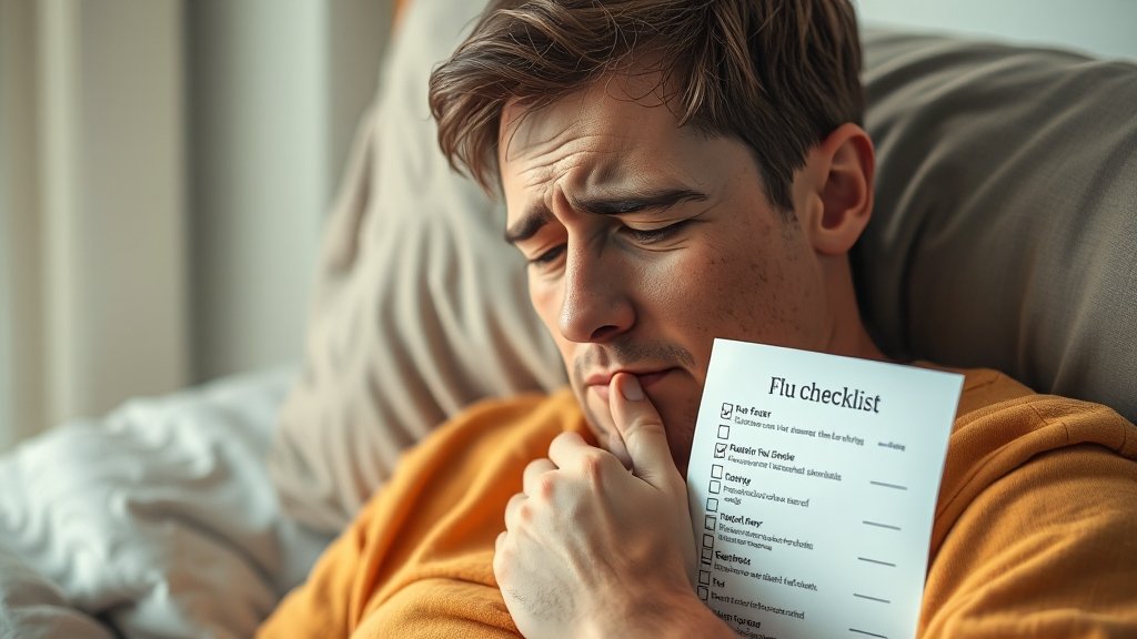 독감 증상 체크리스트 확인 (realistic 스타일)