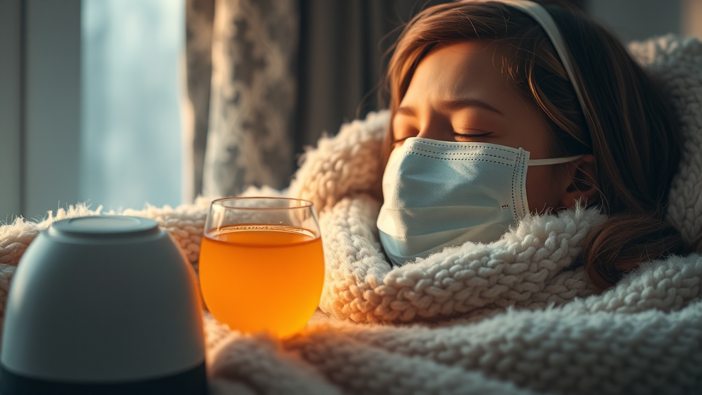 독감 걸렸을 때 효과적인 대처법 (realistic 스타일)