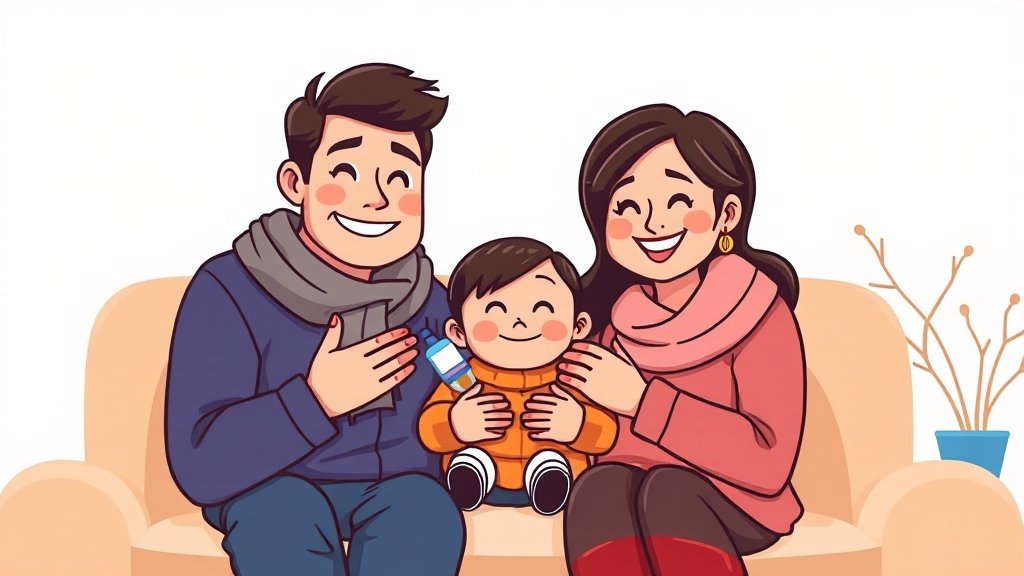 독감 예방을 위한 핵심 방법 (cartoon 스타일)