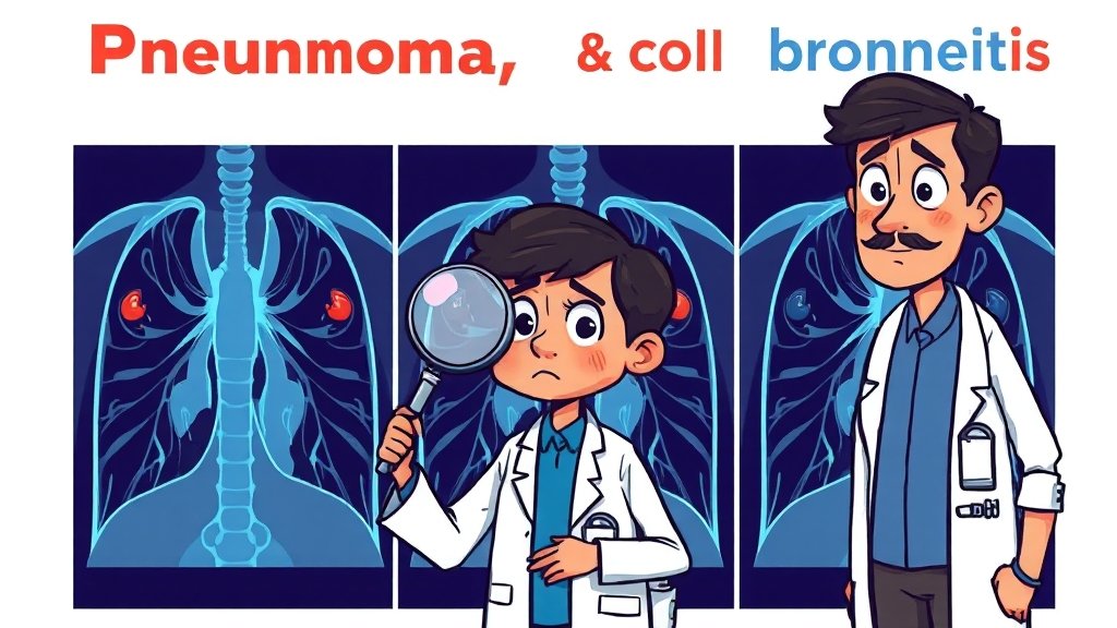 폐렴 vs 감기/기관지염 (cartoon 스타일)