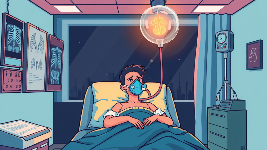 폐렴 치료 및 입원 기준 (cartoon 스타일)