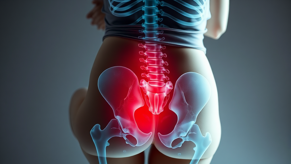 꼬리뼈 통증 원인과 증상 (realistic 스타일)