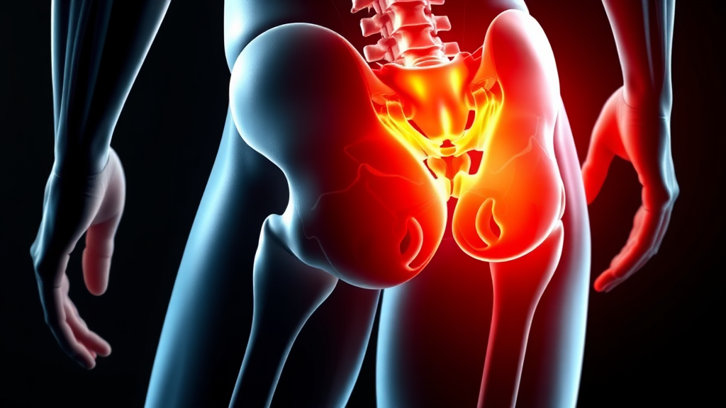 꼬리뼈 통증과 허리 디스크 연관성 (realistic 스타일)