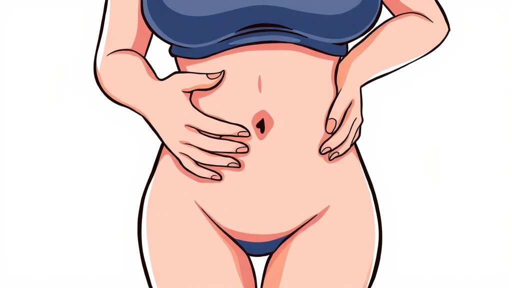 난소암 주요 증상, 복부 팽만감 외? (cartoon 스타일)