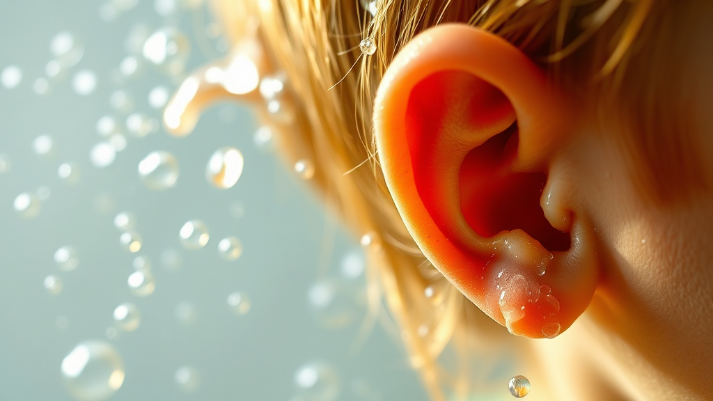 삼출성 중이염 원인과 증상 (realistic 스타일)