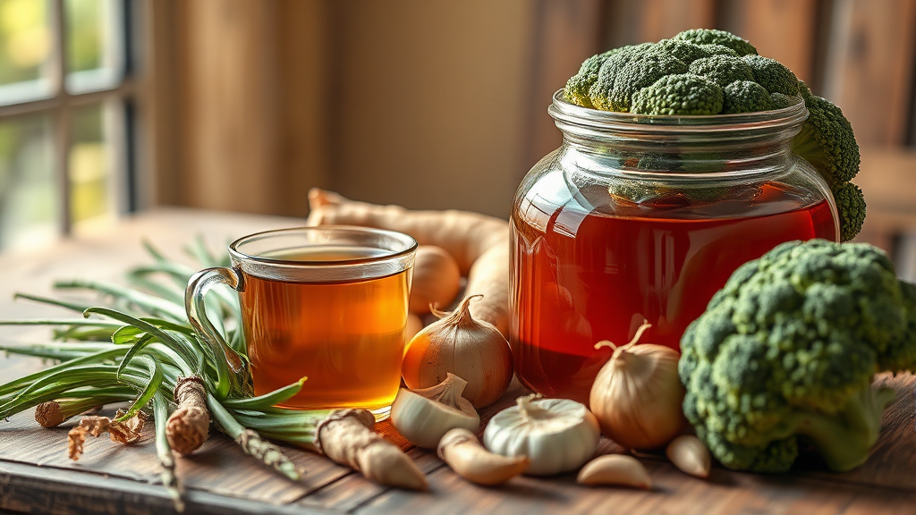 기관지 건강을 위한 다른 선택: 차(茶)와 음식 (realistic 스타일)