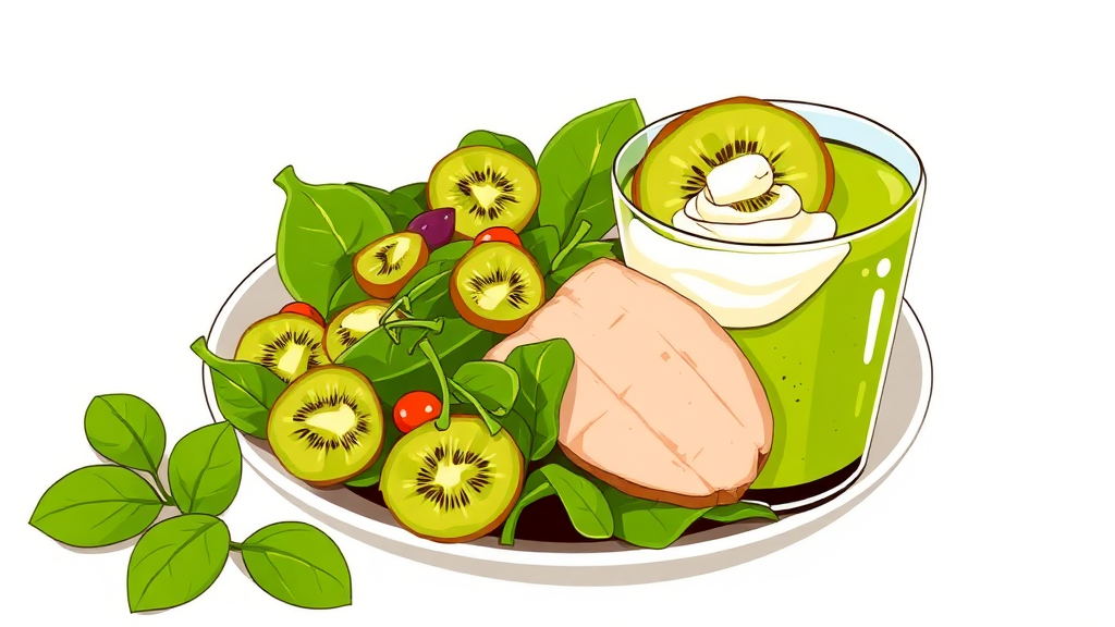 키위 활용, 건강 레시피 (illustration 스타일)