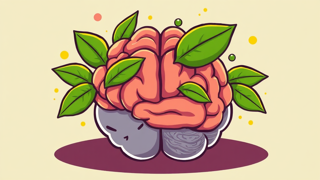 뇌 건강, 치매 예방 효과 (cartoon 스타일)