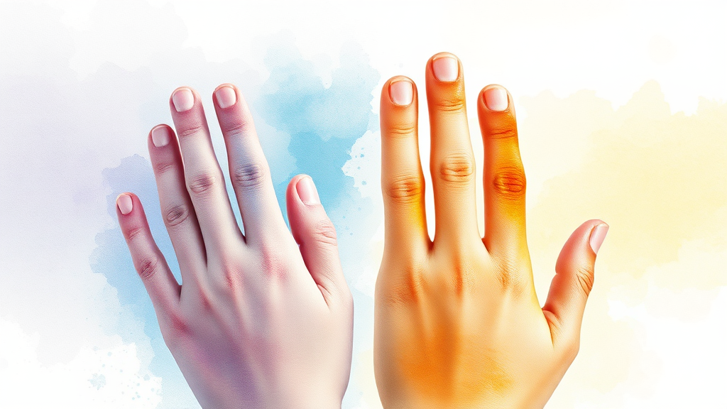 레이노 증후군 증상: 색깔 & 통증 (watercolor 스타일)