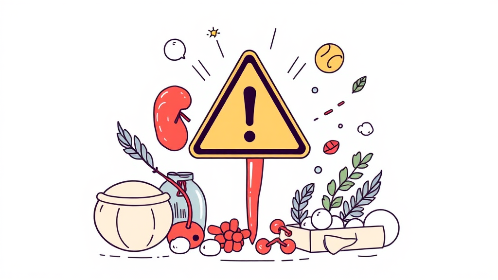 마그네슘 섭취 시 주의사항 및 부작용 (illustration 스타일)