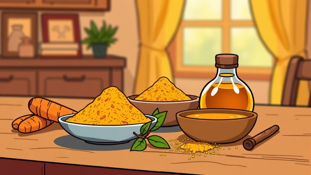 커큐민 흡수율 높이는 방법 (cartoon 스타일)