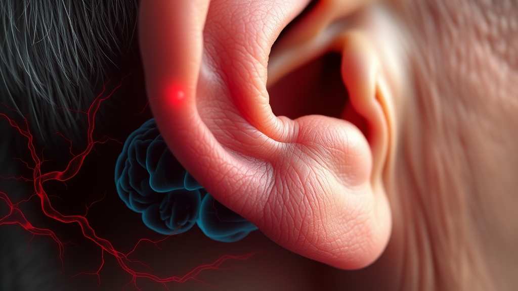 귓볼 주름과 뇌혈관 질환 (realistic 스타일)