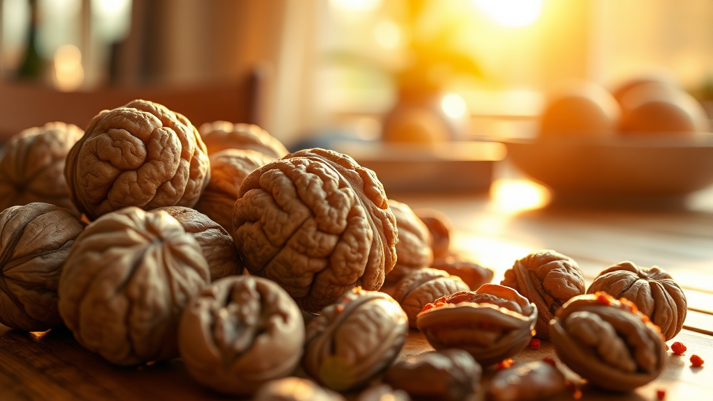 호두, 하루 섭취량은? (realistic 스타일)