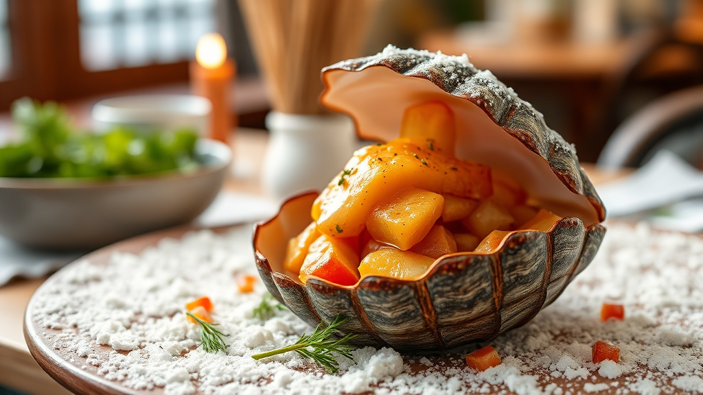 꼬막 속 주요 영양 성분 (realistic 스타일)